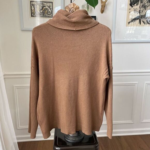 Lafayette 148 Cashmere Cowl Neck Sweater Tunic Caramel Pockets XS S M - Picture 4 of 8